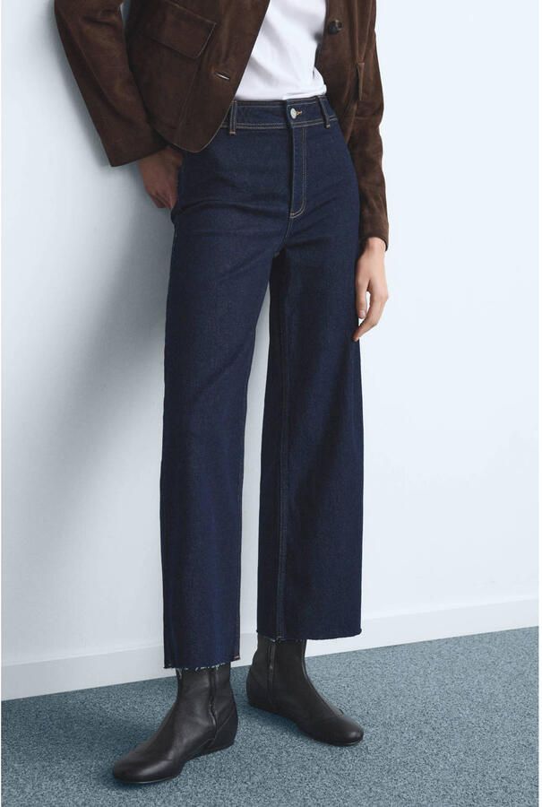 Mango high waist straight leg jeans dark blue denim