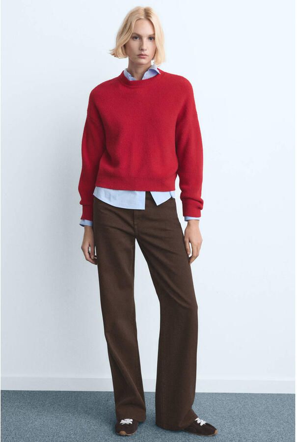 Mango high waist straight leg jeans donkerbruin - Foto 2