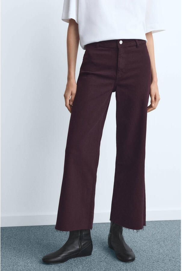 Mango high waist straight leg jeans donkerrood