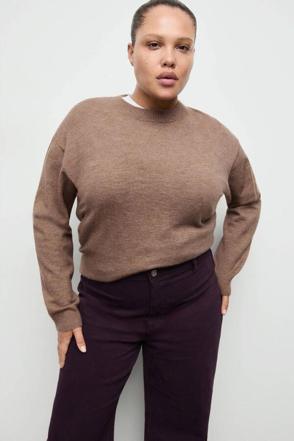 Mango high waist straight leg jeans donkerrood - Foto 3