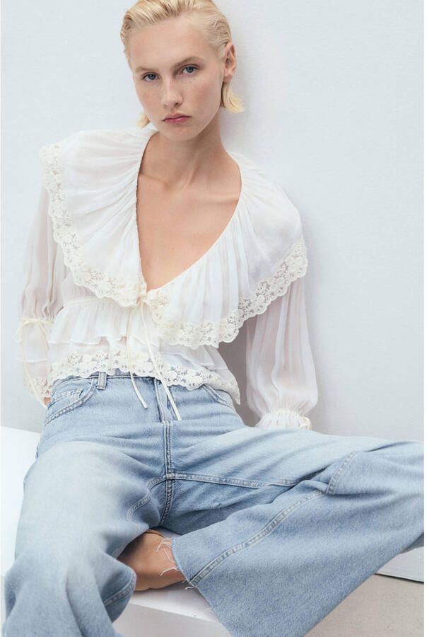 Mango high waist straight leg jeans light blue denim - Foto 2