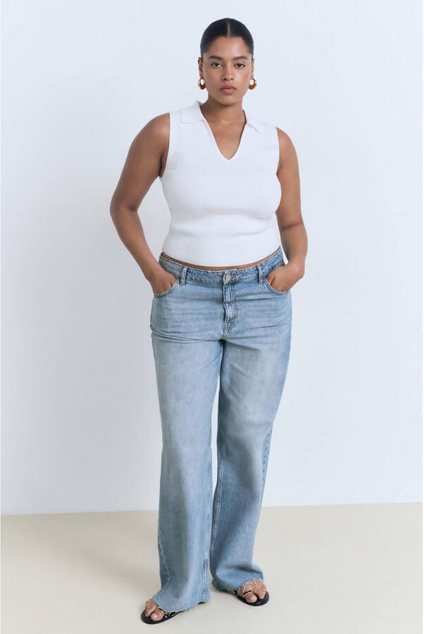 Mango high waist straight leg jeans light blue denim - Foto 3