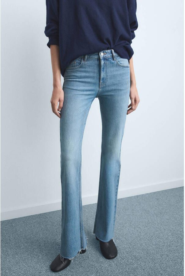 Mango high waist straight leg jeans light blue denim
