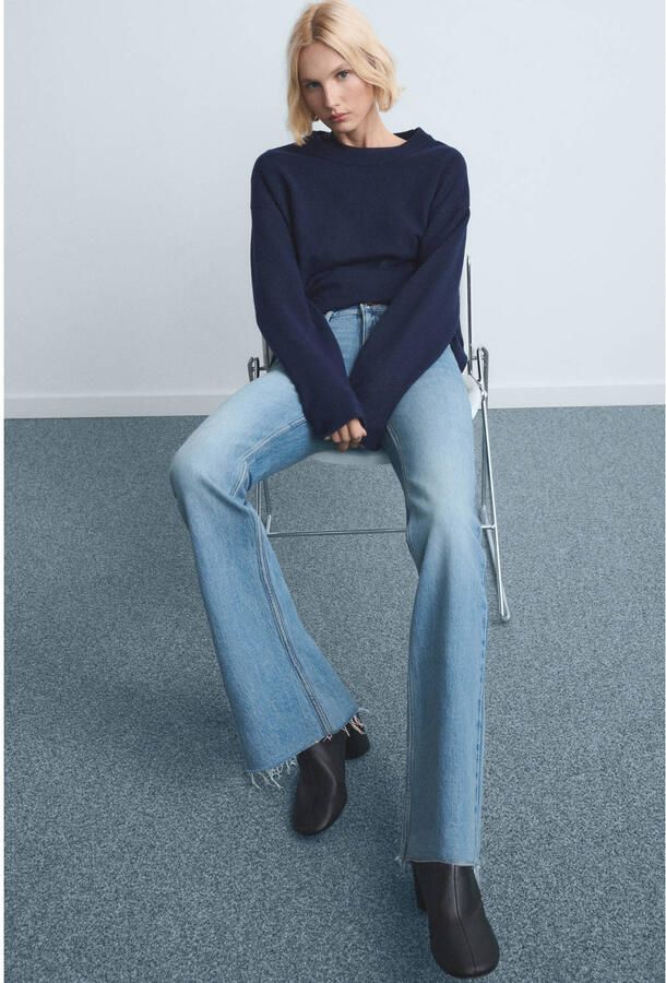 Mango high waist straight leg jeans light blue denim - Foto 2