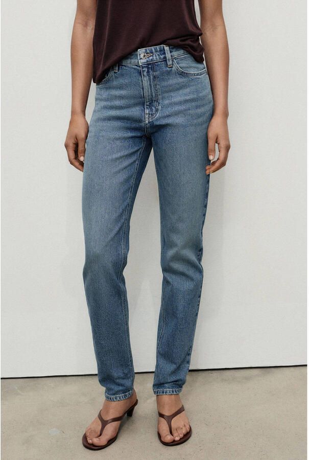 Mango high waist straight leg jeans medium blue denim