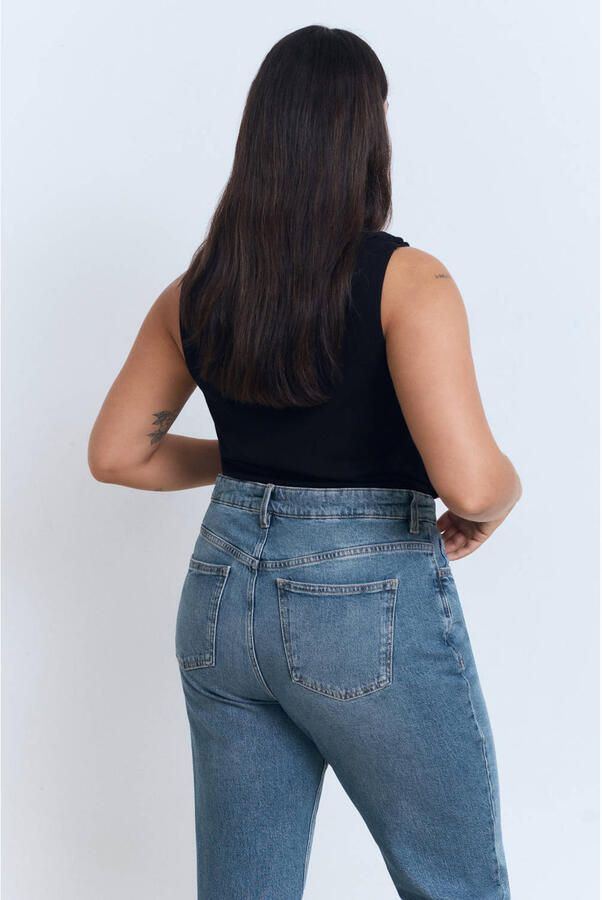 Mango high waist straight leg jeans medium blue denim - Foto 2
