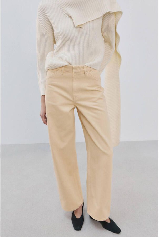 Mango high waist straight leg jeans zand