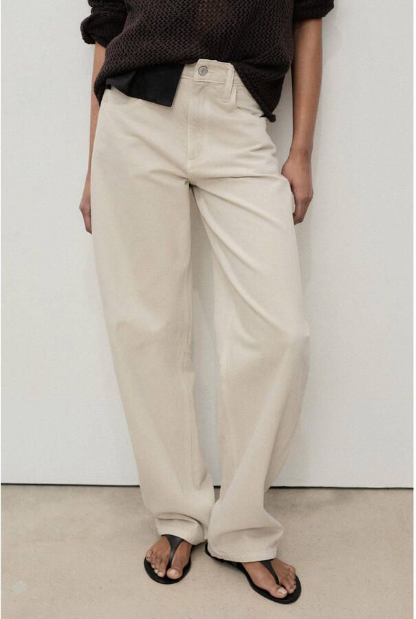 Mango high waist wide leg jeans beige