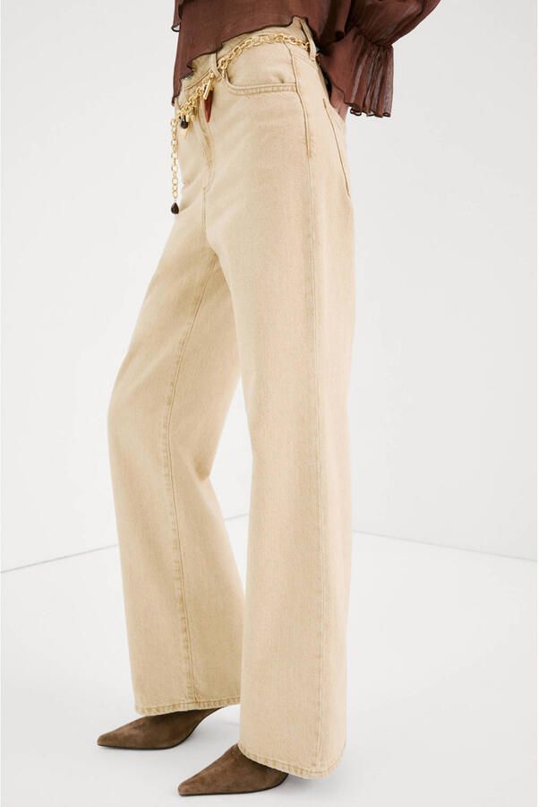 Mango high waist wide leg jeans beige