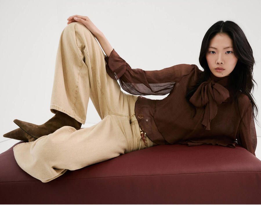 Mango high waist wide leg jeans beige - Foto 2