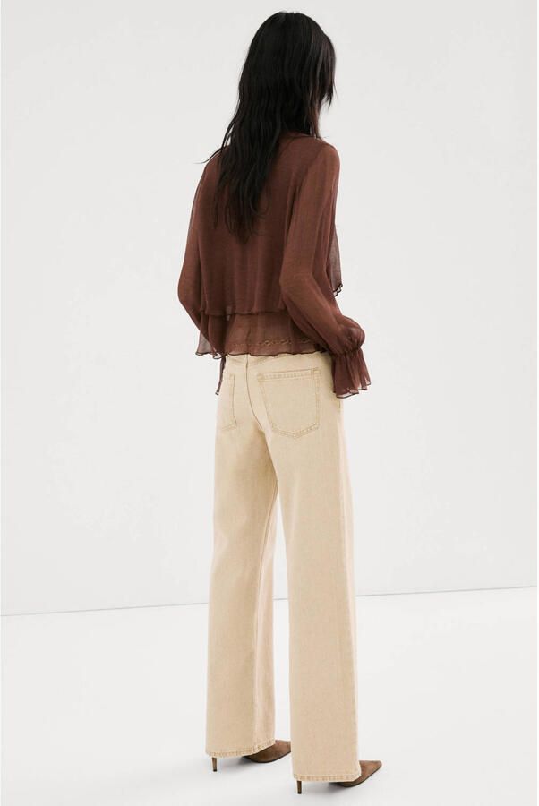Mango high waist wide leg jeans beige - Foto 3