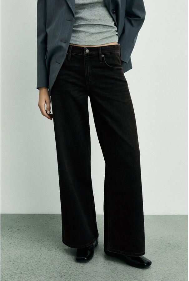 Mango high waist wide leg jeans black denim - Foto 3