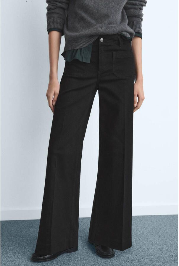 Mango high waist wide leg jeans black denim