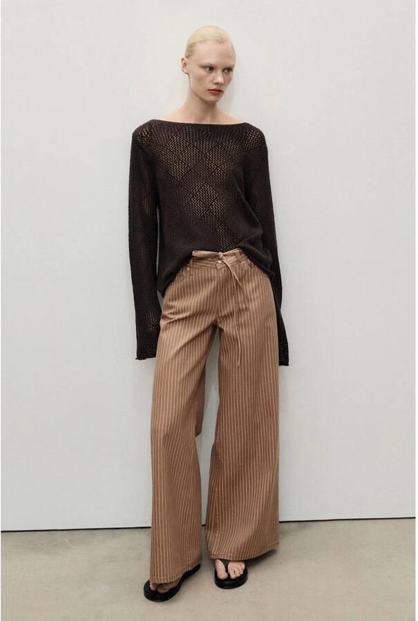 Mango high waist wide leg jeans bruin