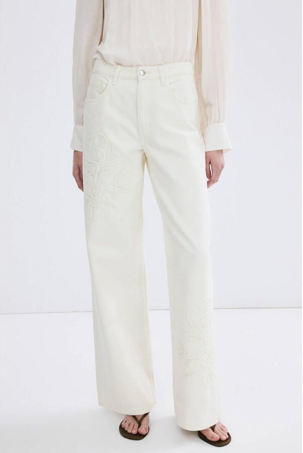 Mango high waist wide leg jeans crème