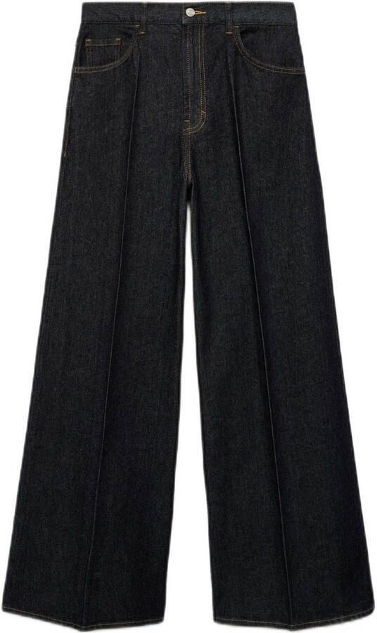 Mango high waist wide leg jeans dark blue denim
