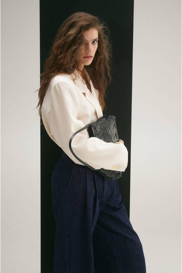 Mango high waist wide leg jeans dark blue denim - Foto 3