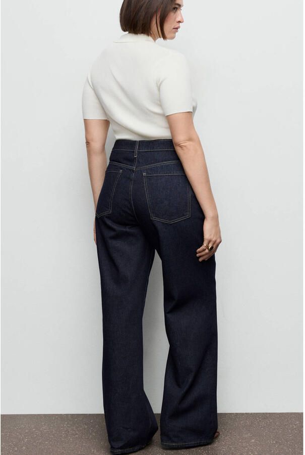 Mango high waist wide leg jeans dark blue denim - Foto 2