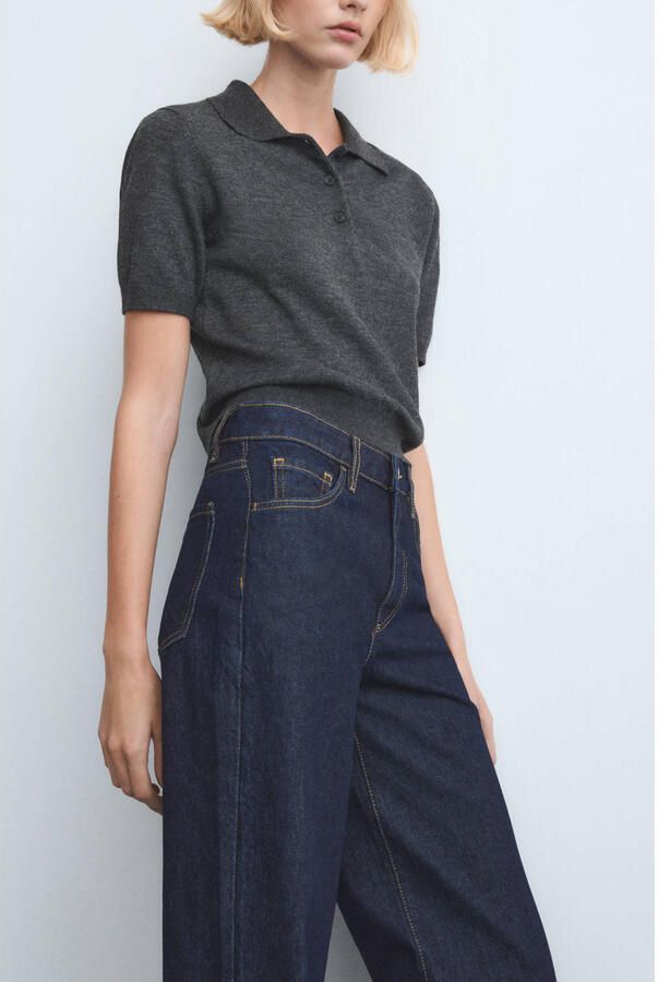 Mango high waist wide leg jeans dark blue denim - Foto 3