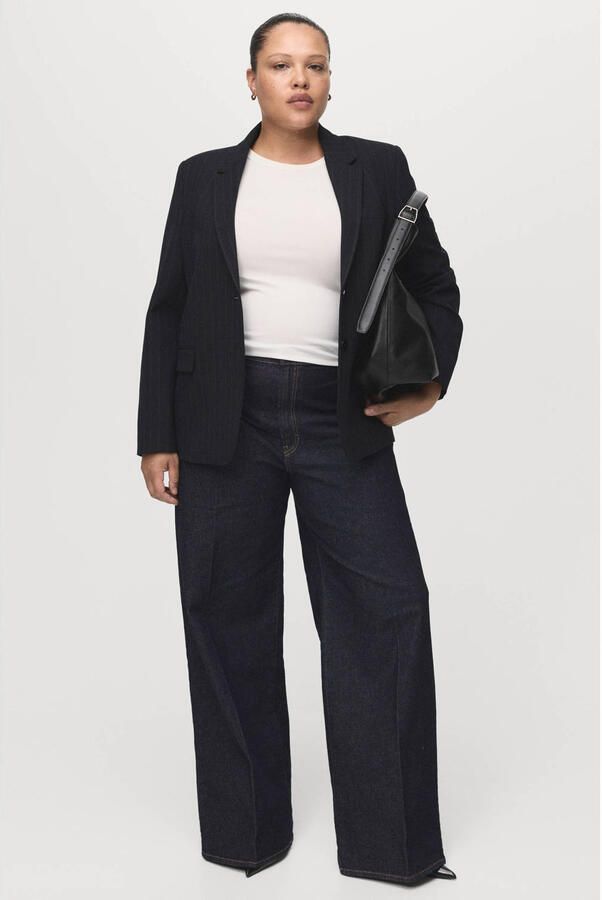 Mango high waist wide leg jeans dark blue denim - Foto 3