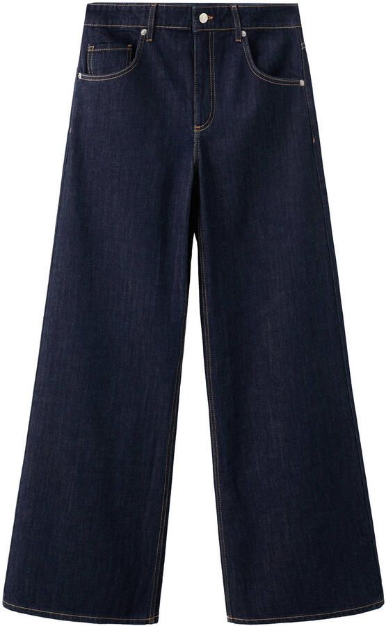 Mango high waist wide leg jeans dark blue denim - Foto 3