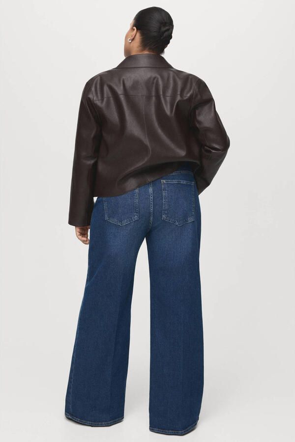 Mango high waist wide leg jeans dark blue denim - Foto 3