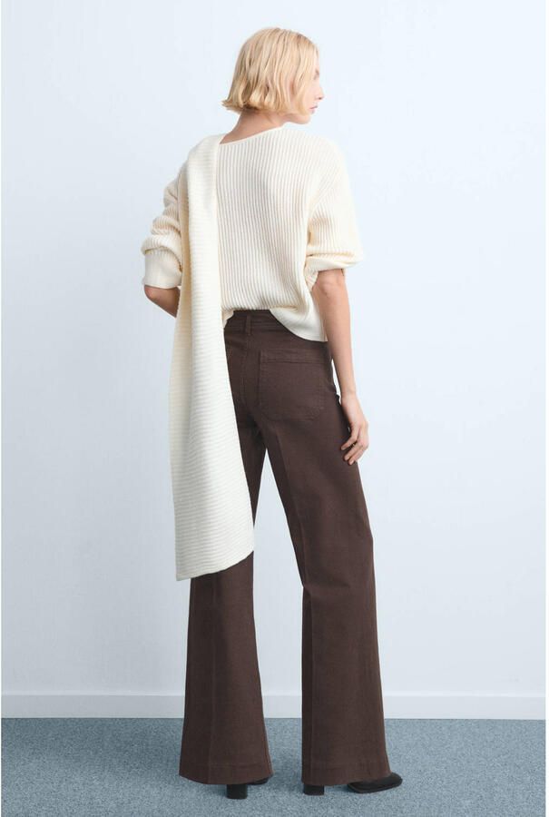 Mango high waist wide leg jeans donkerbruin - Foto 2