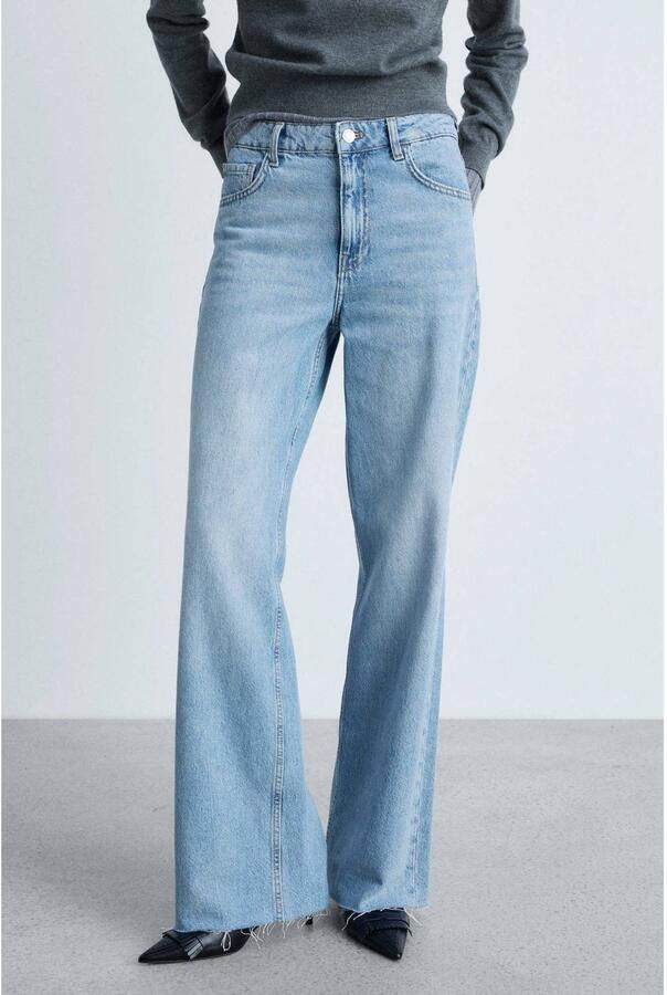 Mango high waist wide leg jeans light blue denim