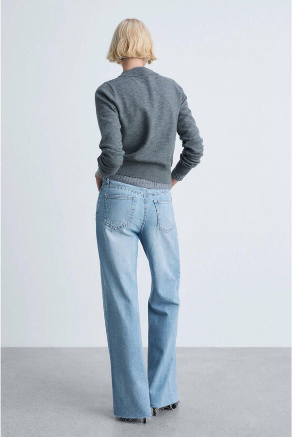 Mango high waist wide leg jeans light blue denim - Foto 3