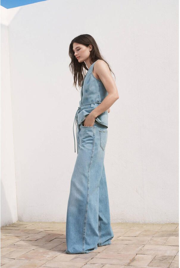 Mango high waist wide leg jeans medium blue denim - Foto 2