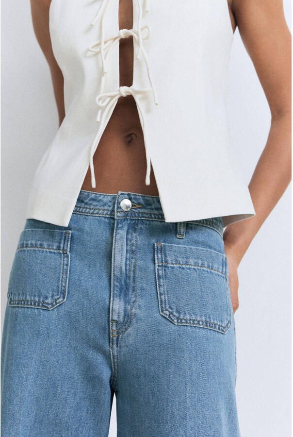 Mango high waist wide leg jeans medium blue denim - Foto 2