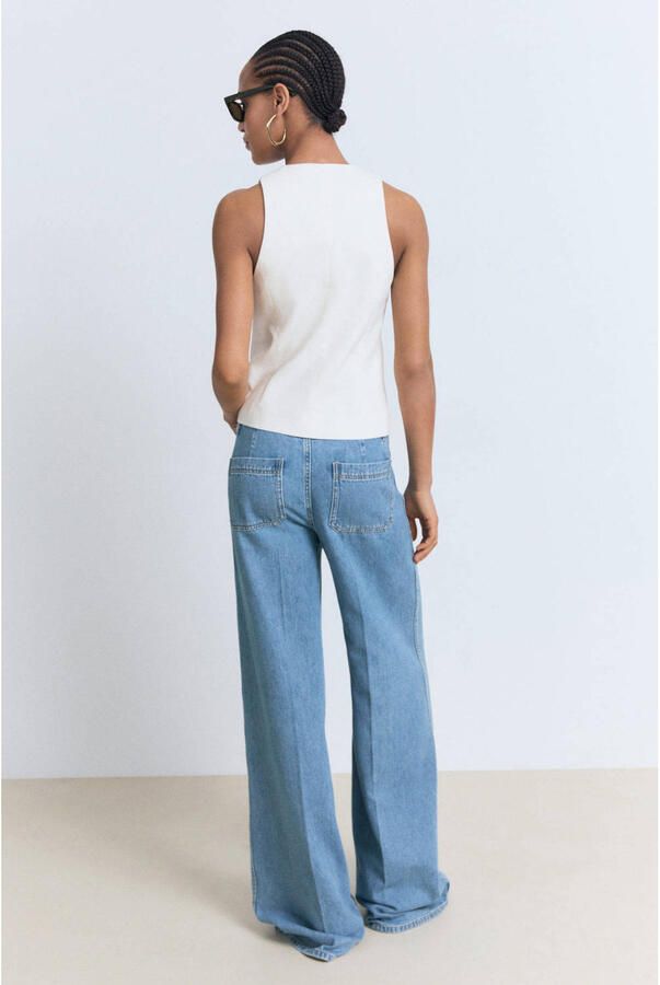 Mango high waist wide leg jeans medium blue denim - Foto 3