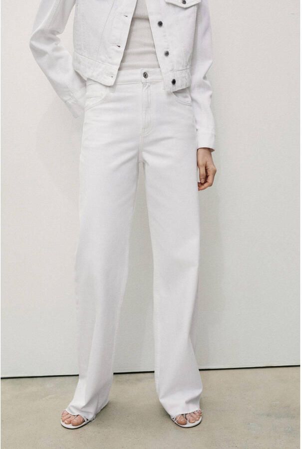 Mango high waist wide leg jeans wit