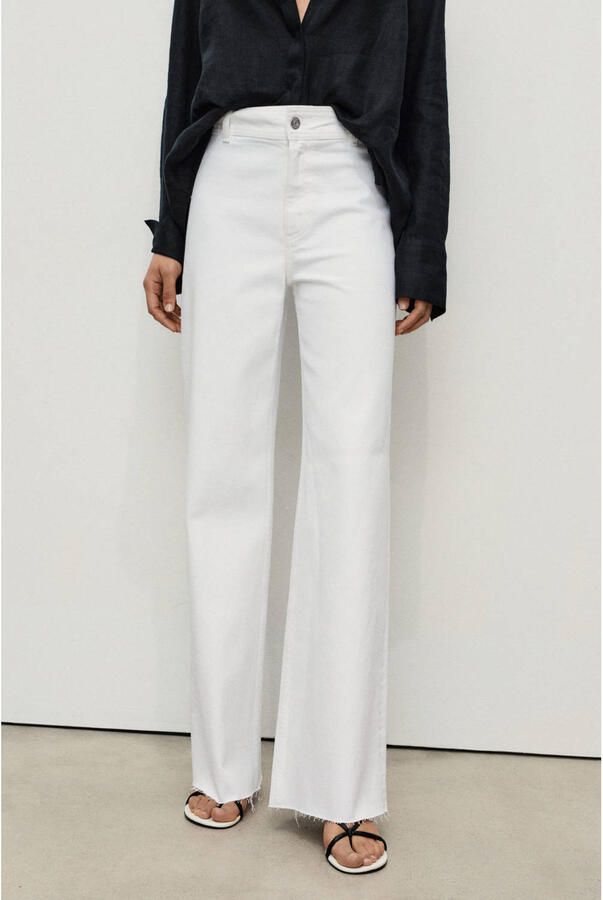 Mango high waist wide leg jeans wit