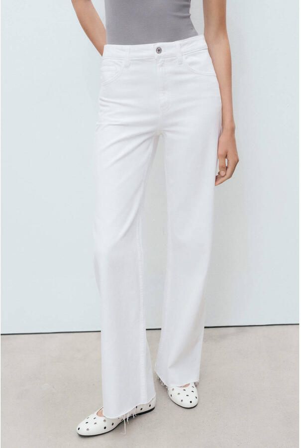 Mango high waist wide leg jeans wit