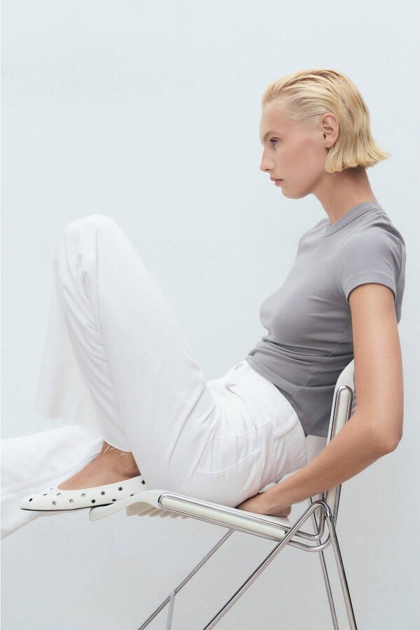 Mango high waist wide leg jeans wit - Foto 3