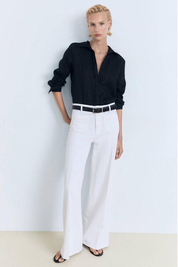 Mango high waist wide leg jeans wit - Foto 2