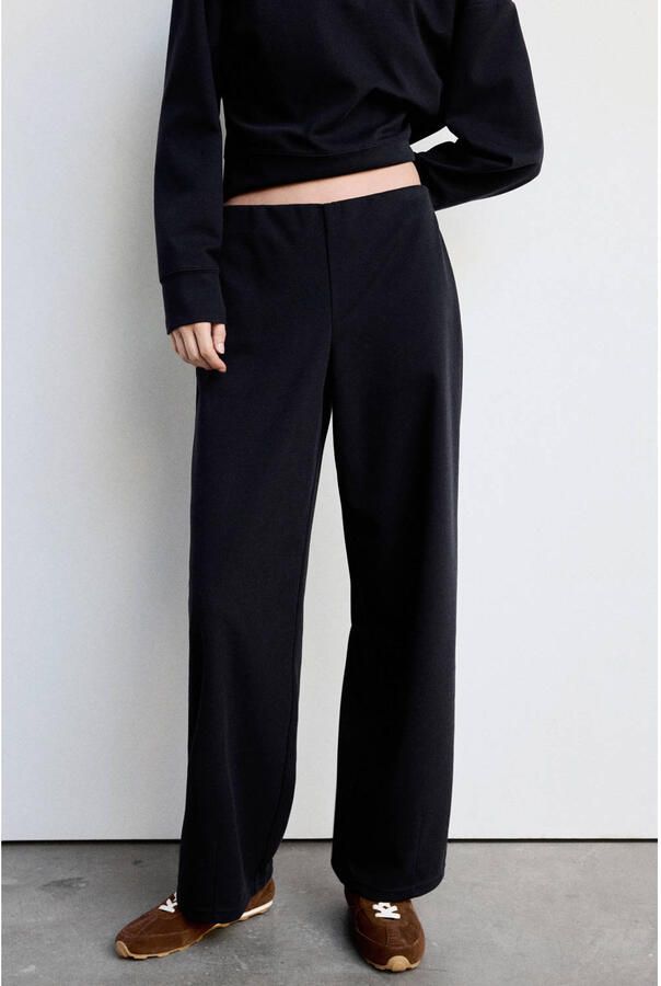 Mango straight leg broek donkerblauw