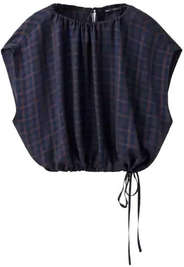 Mango geruite blousetop donkerblauw - Foto 2