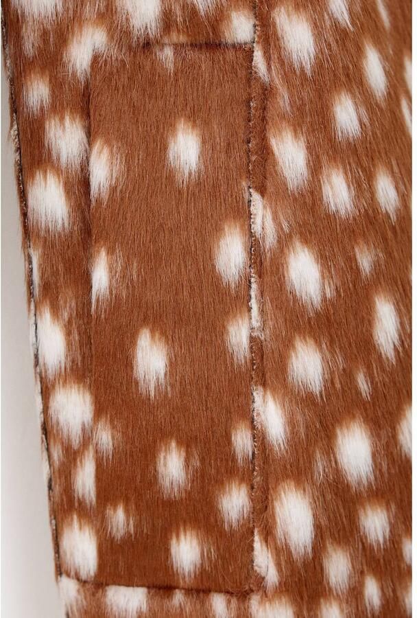 Mango imitatiebont faux fur jas met dierenprint bruin - Foto 3