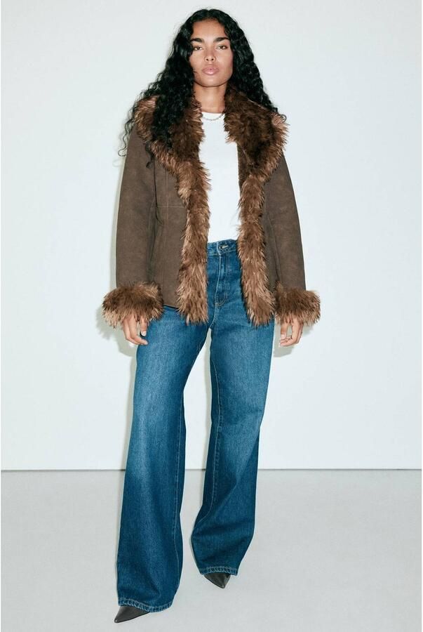 Mango imitatiebont winterjas bruin - Foto 3