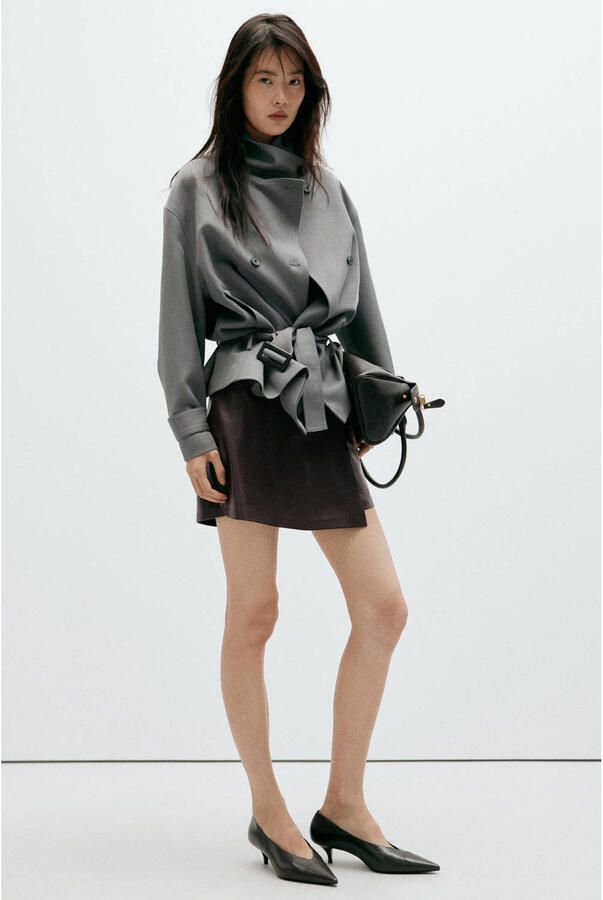 Mango imitatieleren skort bruin - Foto 3