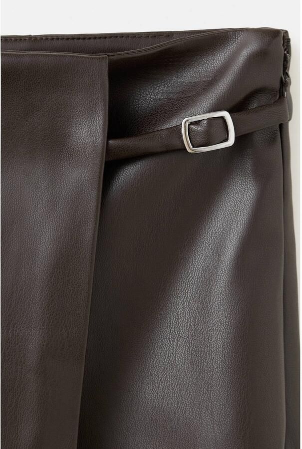 Mango imitatieleren skort bruin - Foto 2