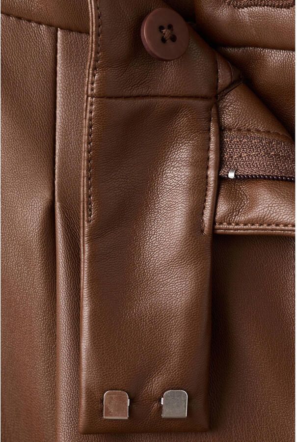 Mango imitatieleren Wide leg regular waist broek bruin - Foto 2
