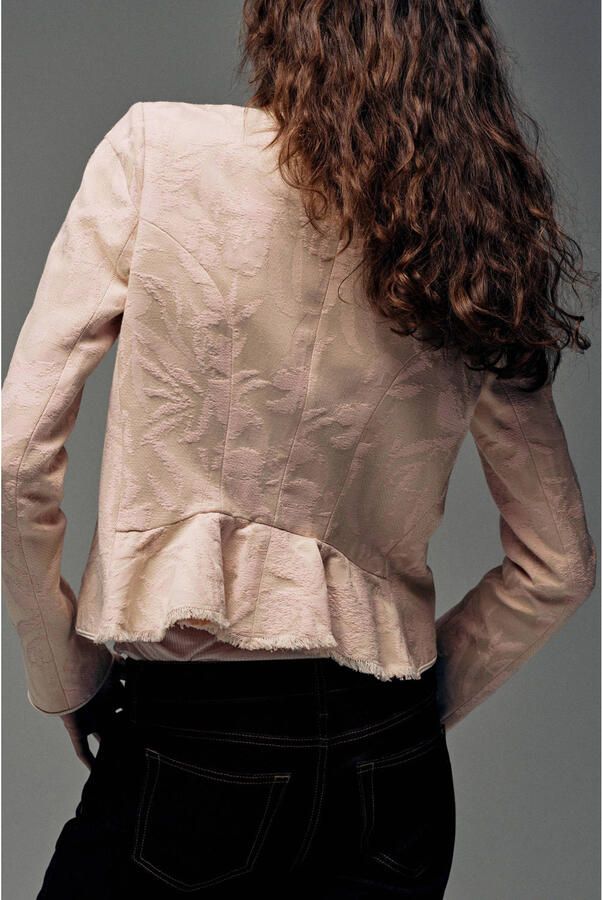 Mango jacquard jasje met print lichtroze - Foto 2