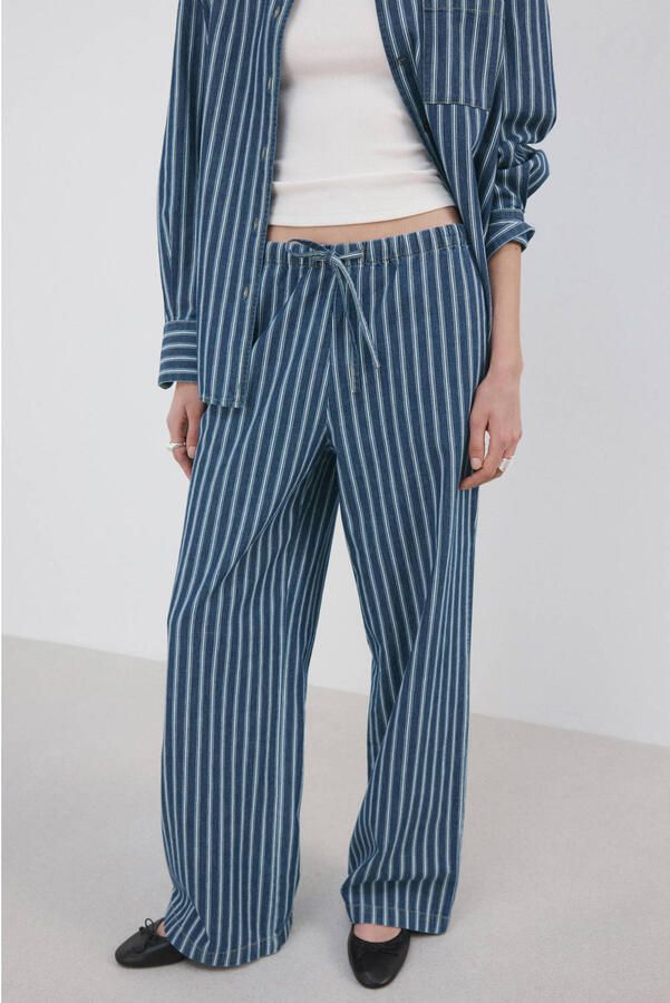 Mango Jeans met strepen gestreepte straight leg jeans met krijtstreep medium blue denim