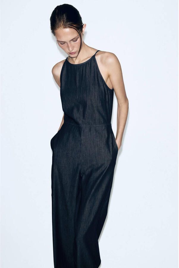 Mango jumpsuit dark blue denim