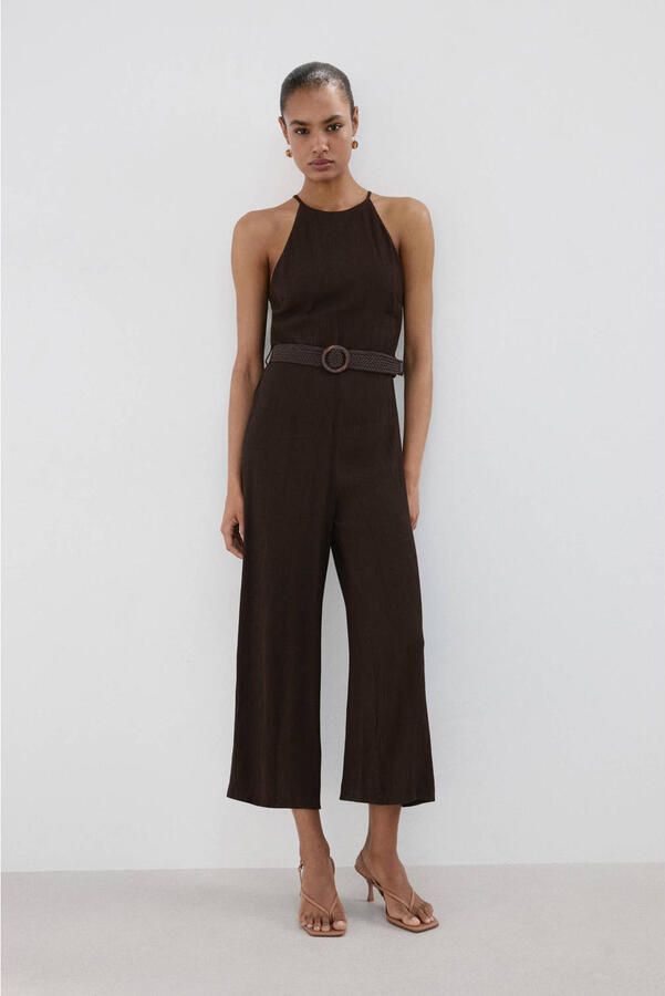 Mango jumpsuit donkerbruin