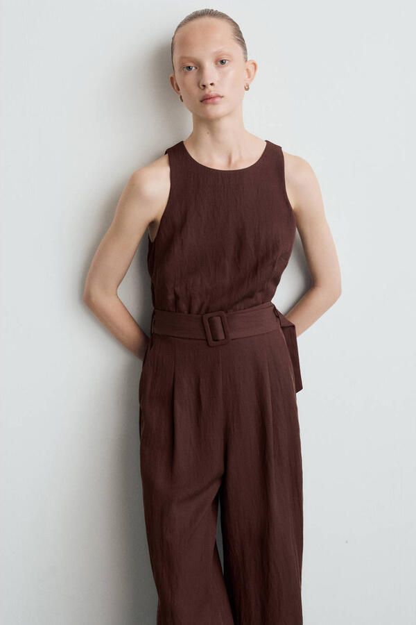 Mango jumpsuit donkerbruin