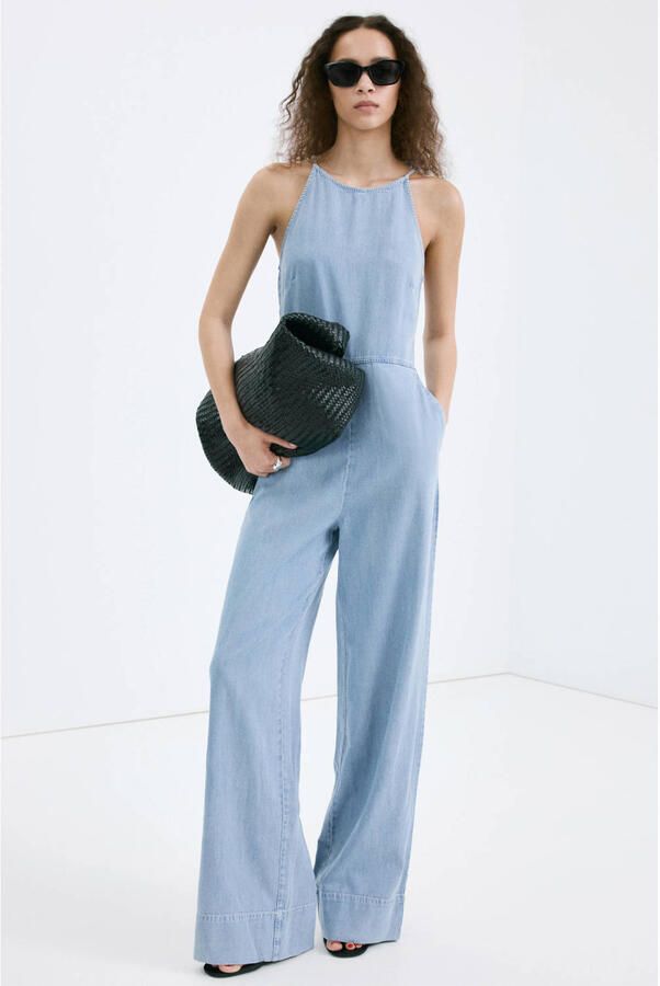 Mango jumpsuit light blue denim